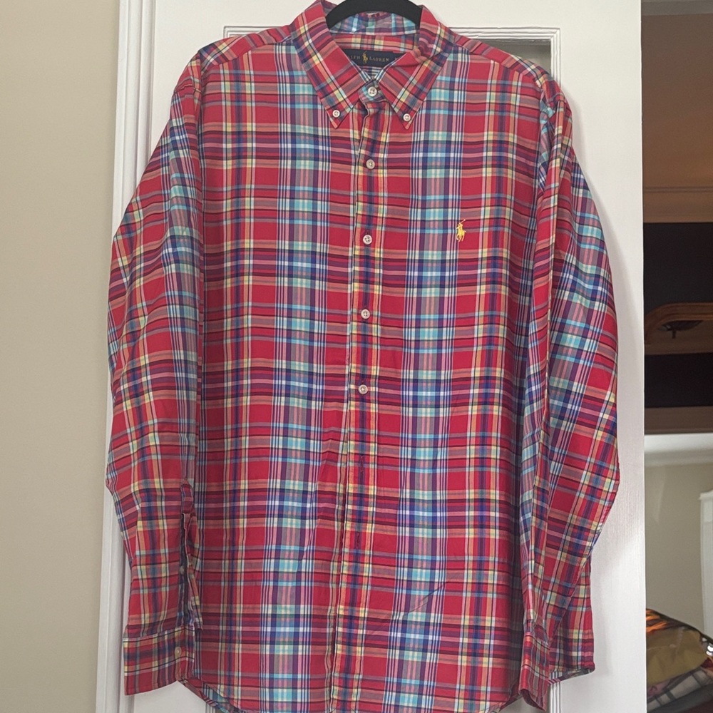 Barely worn - Polo by Ralph Lauren Red Multi-Color Plaid Button-Down Shirt
